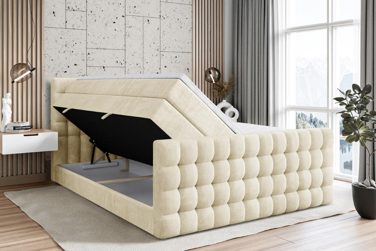 BOXSPRINGBETT VIONE-Z KING - 200 x 200 - H3/H4 - Beige - Beige, Holzwerkstoff (200/200cm) - ALTDECOR