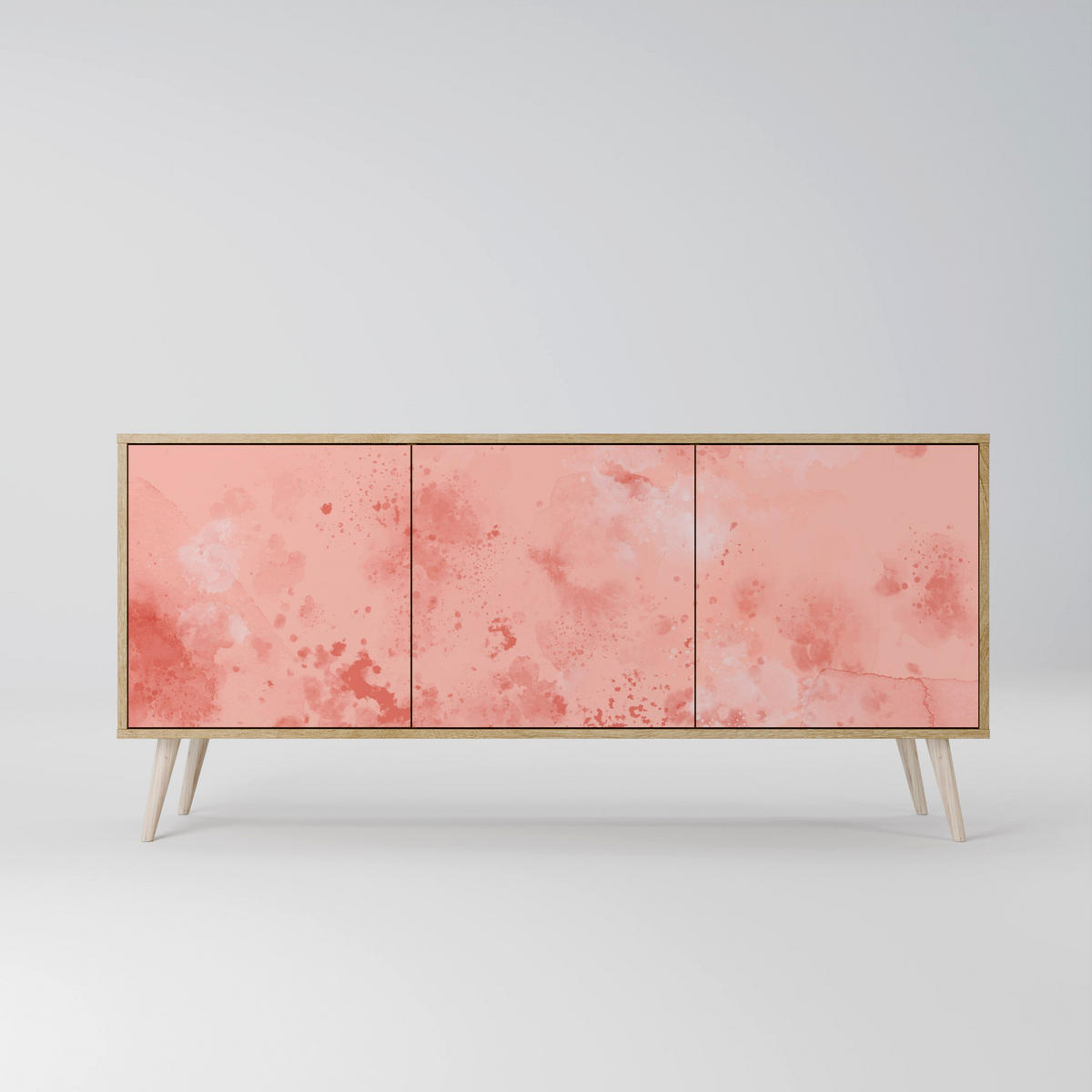SIDEBOARD CRANE DANCE, Eicheneffekt, 164,5x42x77,5 cm, 3 Türen - Eichefarben/Buchefarben, Holzwerkstoff/Buchenholz (164.5/77.5/42cm) - SpaceRebels