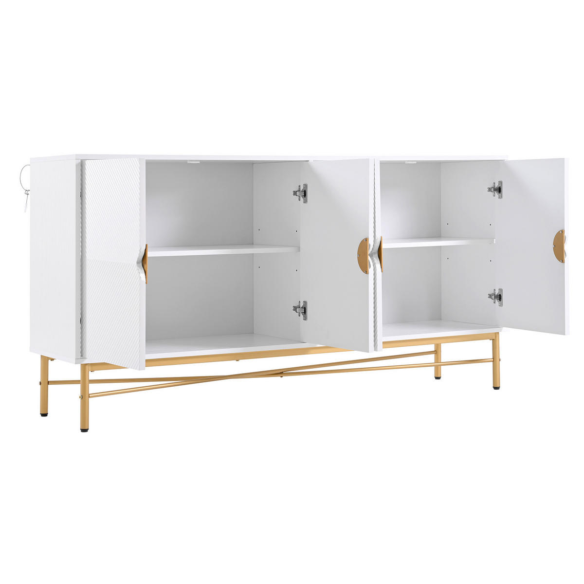 SIDEBOARD aus MDF und Spanplatte 160x40x82 cm Weiß mit 4 Türen und Soft-Close-Funktion - Weiß, Holzwerkstoff (160/82/40cm) - IVMEU