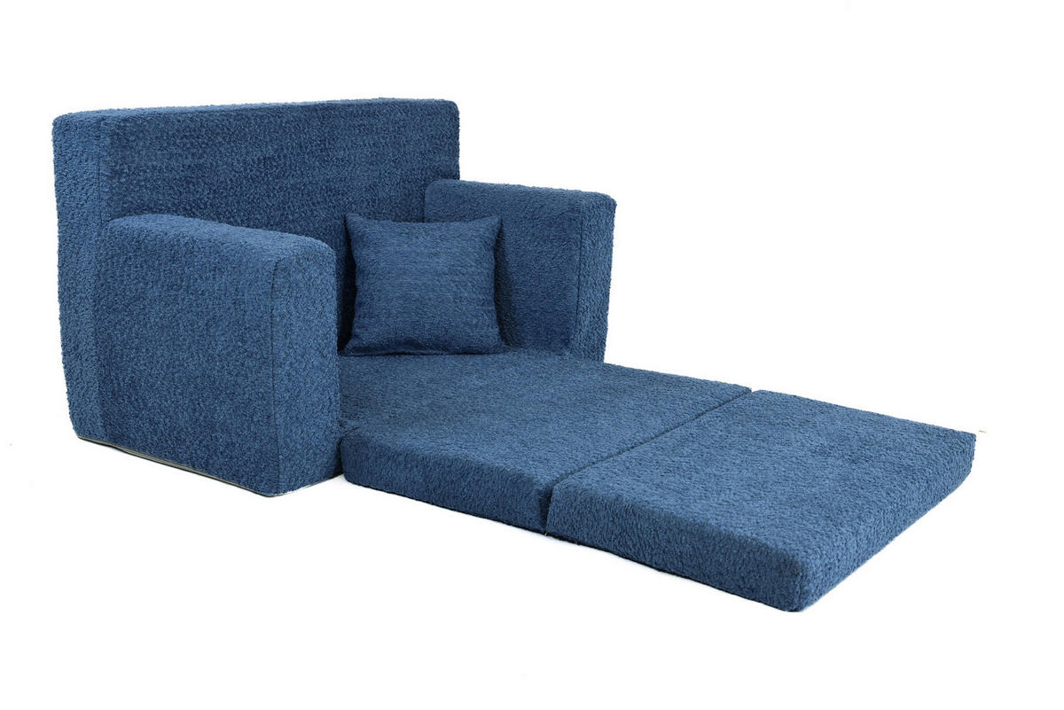 KINDERSOFA David – Stilvoller Komfort für das Kinderzimmer - In den Trendfarben - Blau, Textil (83/47/43cm) - Fortisline