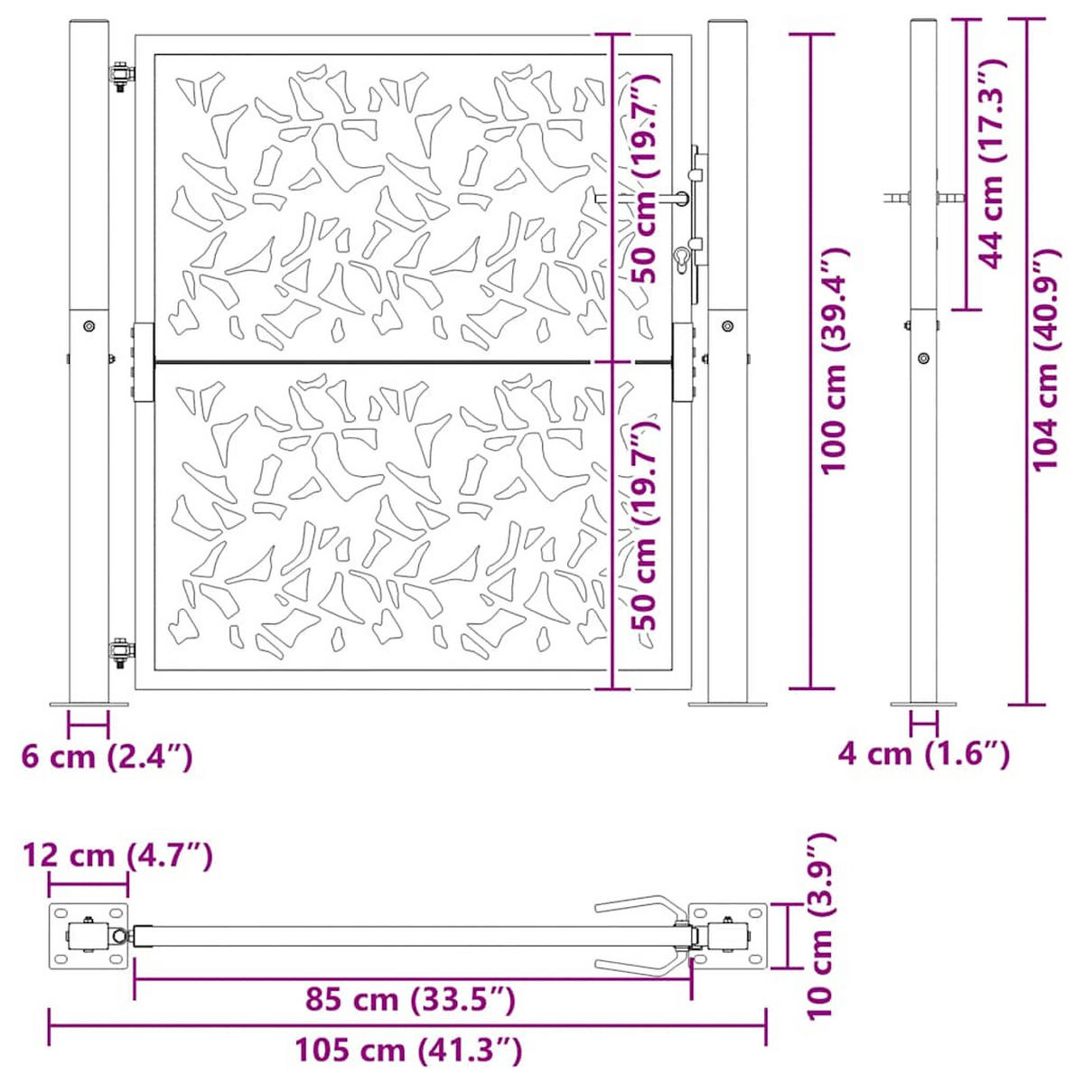 GARTENTOR im Gras-Design, 110/180 cm, aus Cortenstahl, in Rostig - Rostfarben, Metall (175/180cm) - vidaXL
