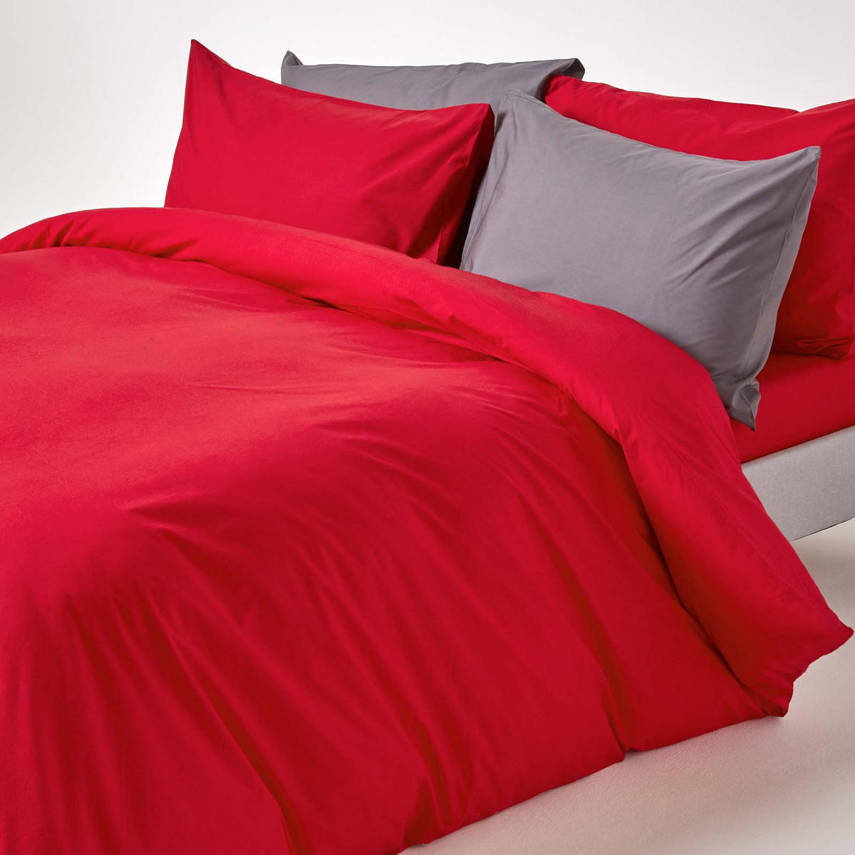 BETTWÄSCHE Perkal Fadendichte 200 - Rot, Textil (240/220cm) - Homescapes