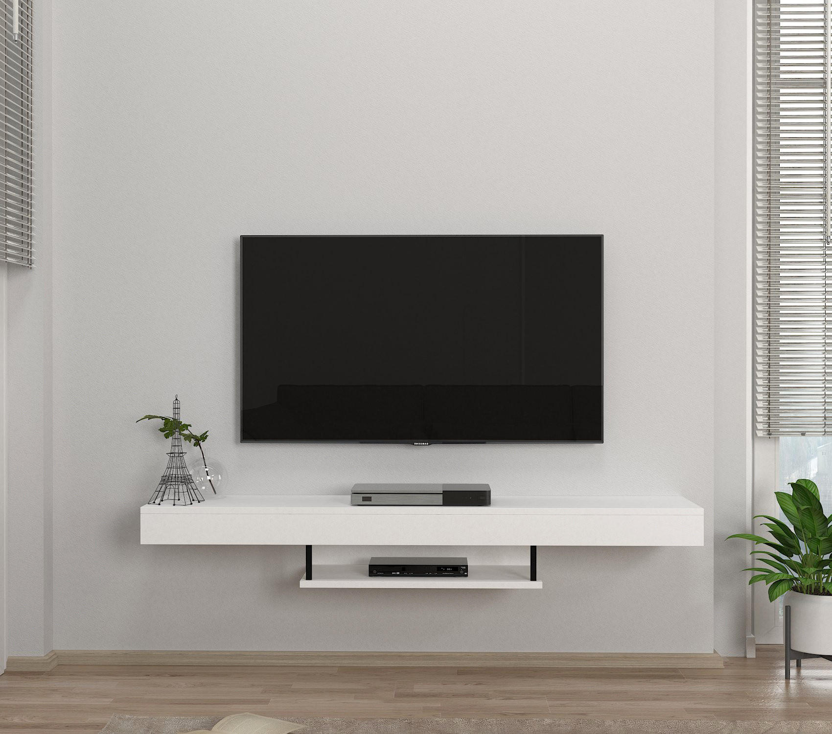 TV-LOWBOARD Hängend Alberes Weiß - Weiß, Holzwerkstoff (150/22/29.6cm) - moebel17