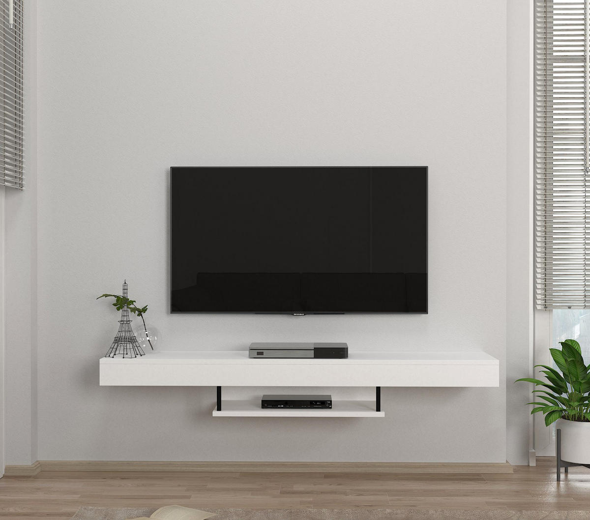 TV-LOWBOARD Hängend Alberes Weiß - Weiß, Holzwerkstoff (150/22/29.6cm) - moebel17