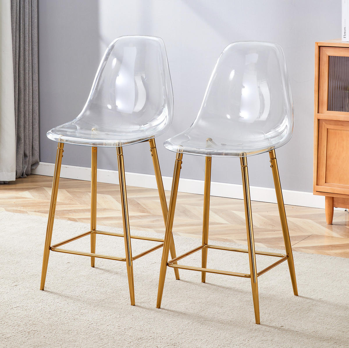 BARHOCKER Transparent mit Metallgestell Goldfarben - Goldfarben, Kunststoff (45/102/51cm) - MIVRAY