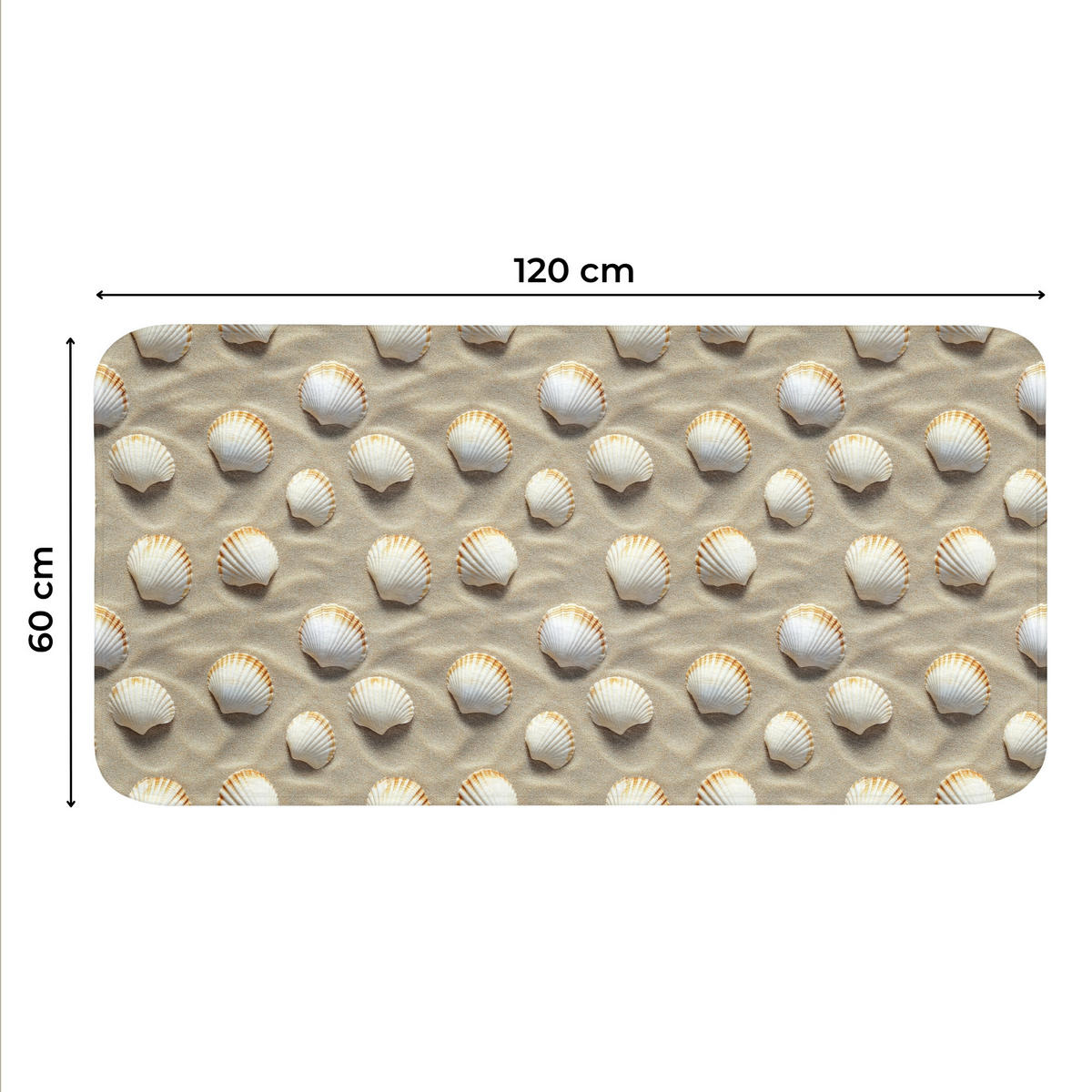 WC PŘEDLOŽKA Mušle - Písek - Námořní 120x60 cm - písková barva, textil/plast (120/1cm) - OnlyWow