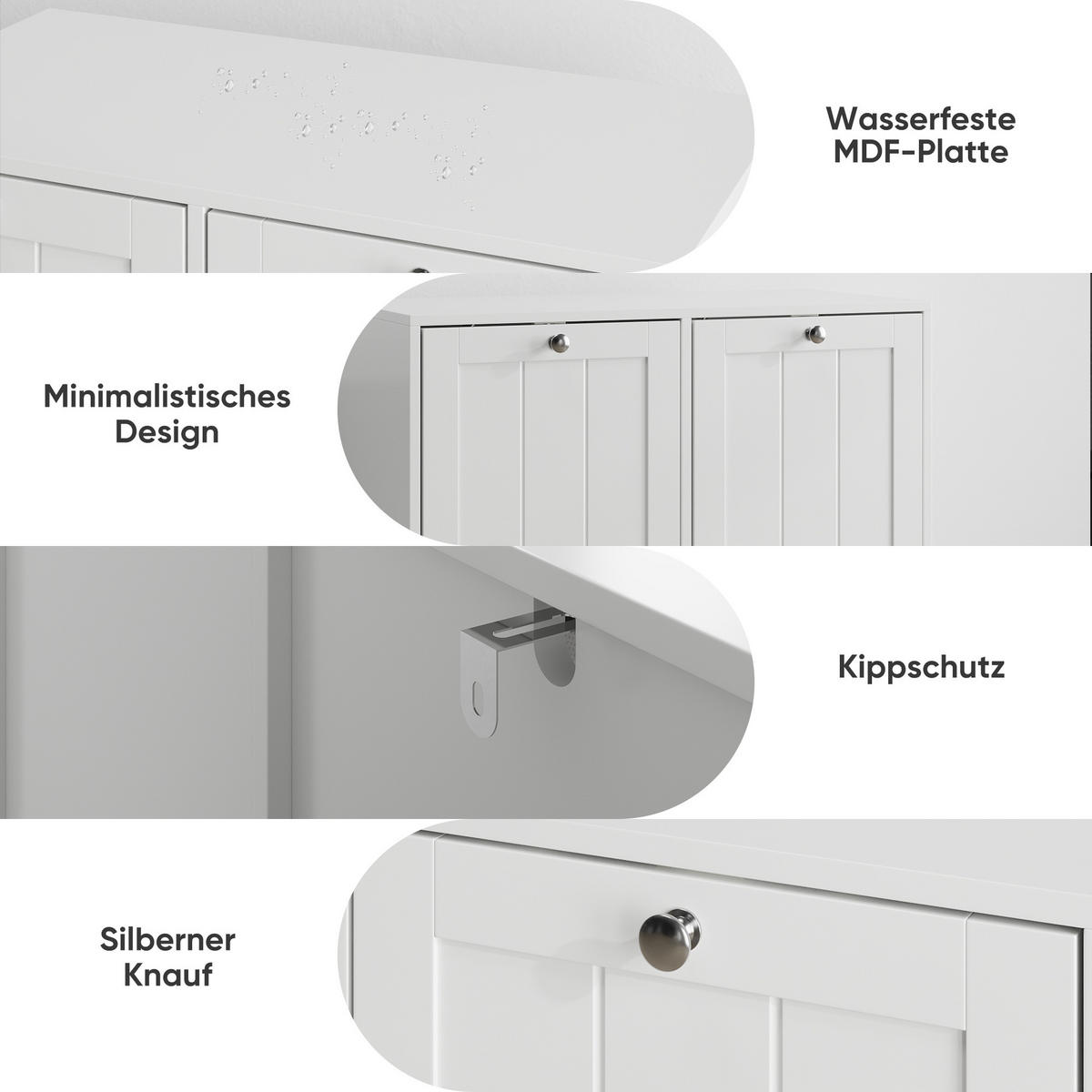 KOŠ NA PRÁDLO Výklopný, bílý, se 2 vyjímatelnými koši - bílá, kompozitní dřevo (66/68/33cm) - Urban Meuble