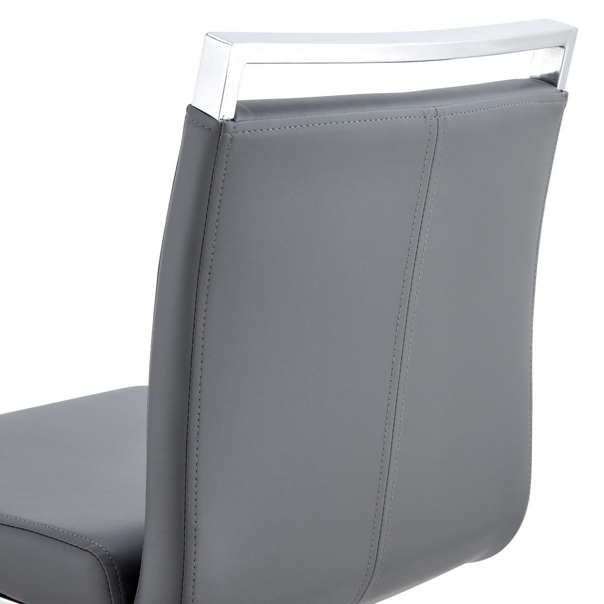BARHOCKER 2er-Set 96,5 cm PU-Leder Dunkelgrau/Silber - Dunkelgrau, Metall (46.5/96.5/38.9cm) - Meubliv