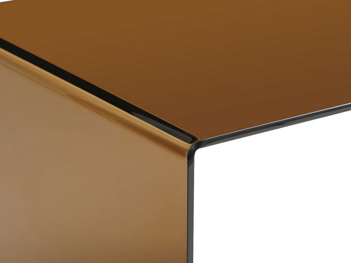 SCHREIBTISCH – getöntes Sicherheitsglas – Braun – ELSTRON - Transparent/Cognac, Glas (70/120/75cm) - Vente-Unique