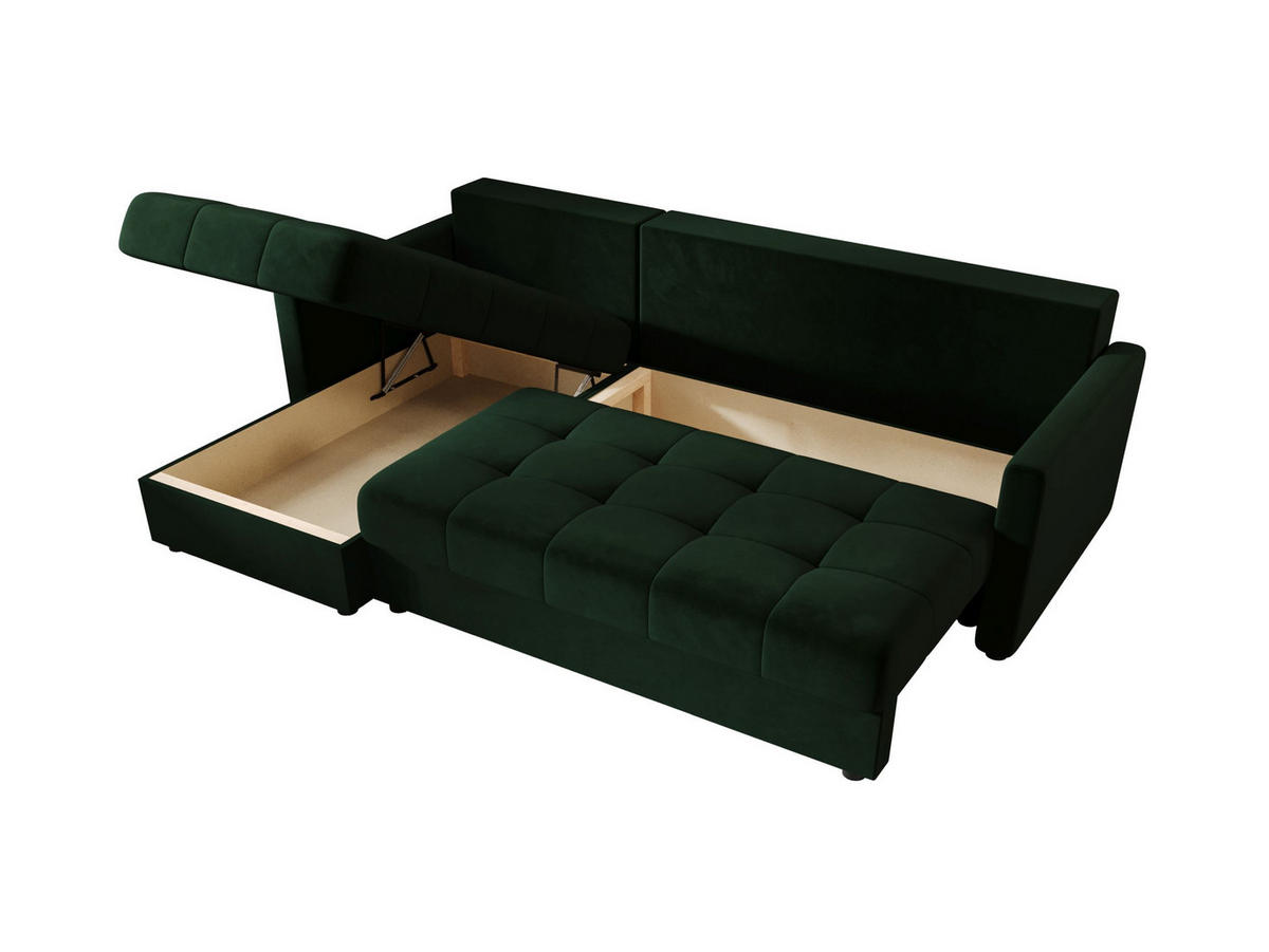ECKSOFA MOS L BIS Itaka 10 Links mit Schlaffunktion - Dunkelgrün, Textil (220/143cm) - Bedante