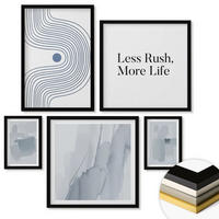 WANDBILDER 5er-Set - 50x50 cm & 20x30 cm & 40x60 cm Schwarzer Rahmen - Abstrakte Aquarellkompositionen - Schwarz, Kunststoff (40/60cm) - ArtPrintCave