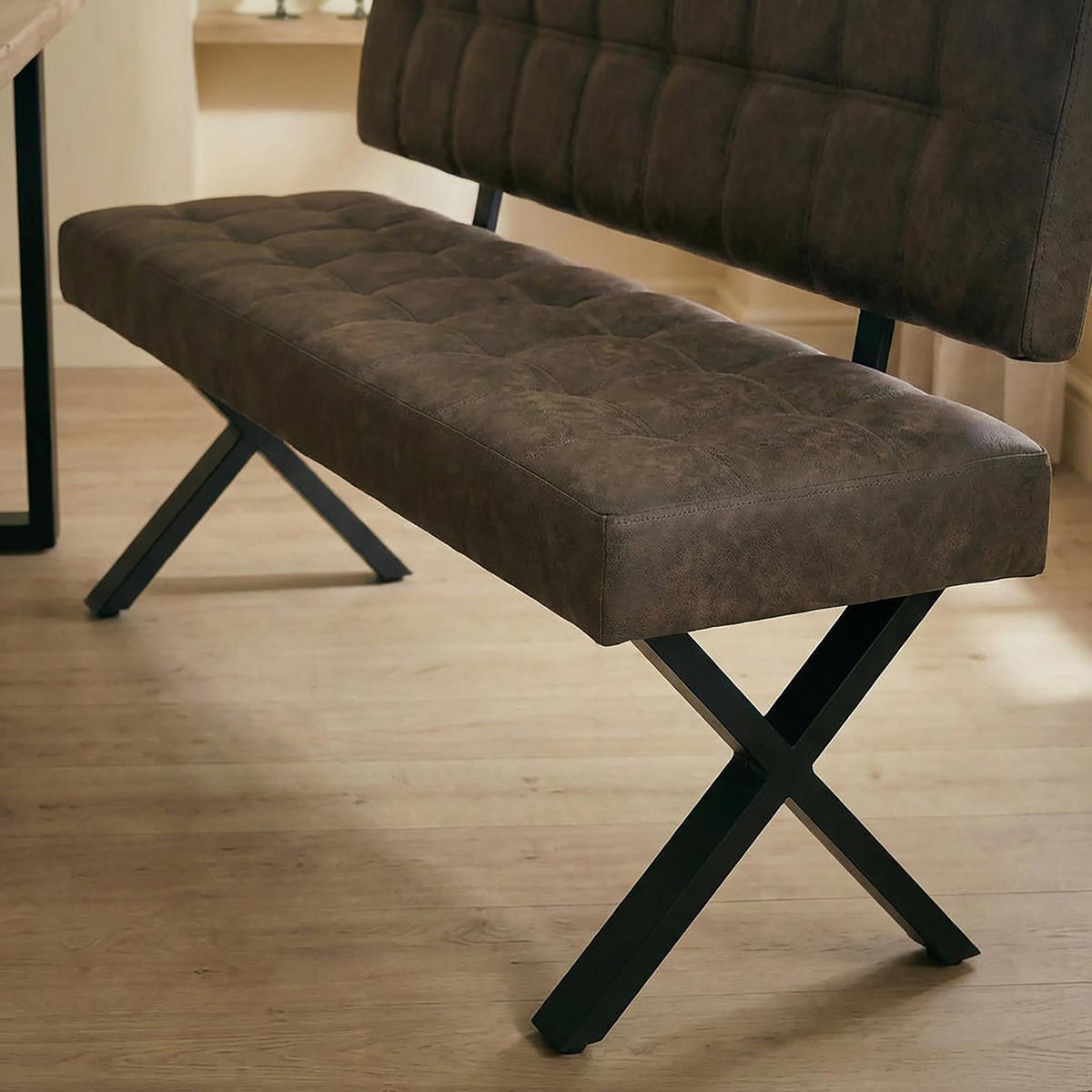 ESSZIMMERBANK KAROSI dunkelbraun - Dunkelbraun, Kunststoff/Metall (140/88/60cm) - IDIMEX