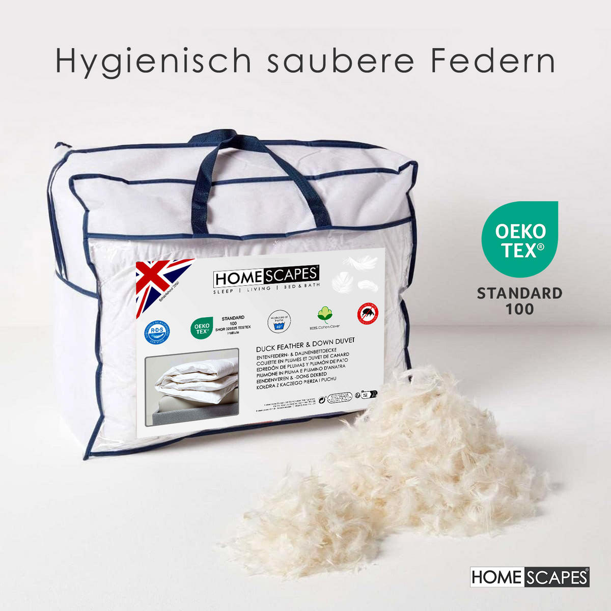 WINTERDECKE extrawarm 200/200 cm, Enten-Federn & Daunen - Weiß, Textil (200/200cm) - Homescapes