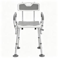 DUSCHSTUHL höhenverstellbar mit Rutschschutz, DE-42180, Weiß/Hellgrau - Grau, Kunststoff/Metall (53.5/74/56.5cm) - ComfortXL