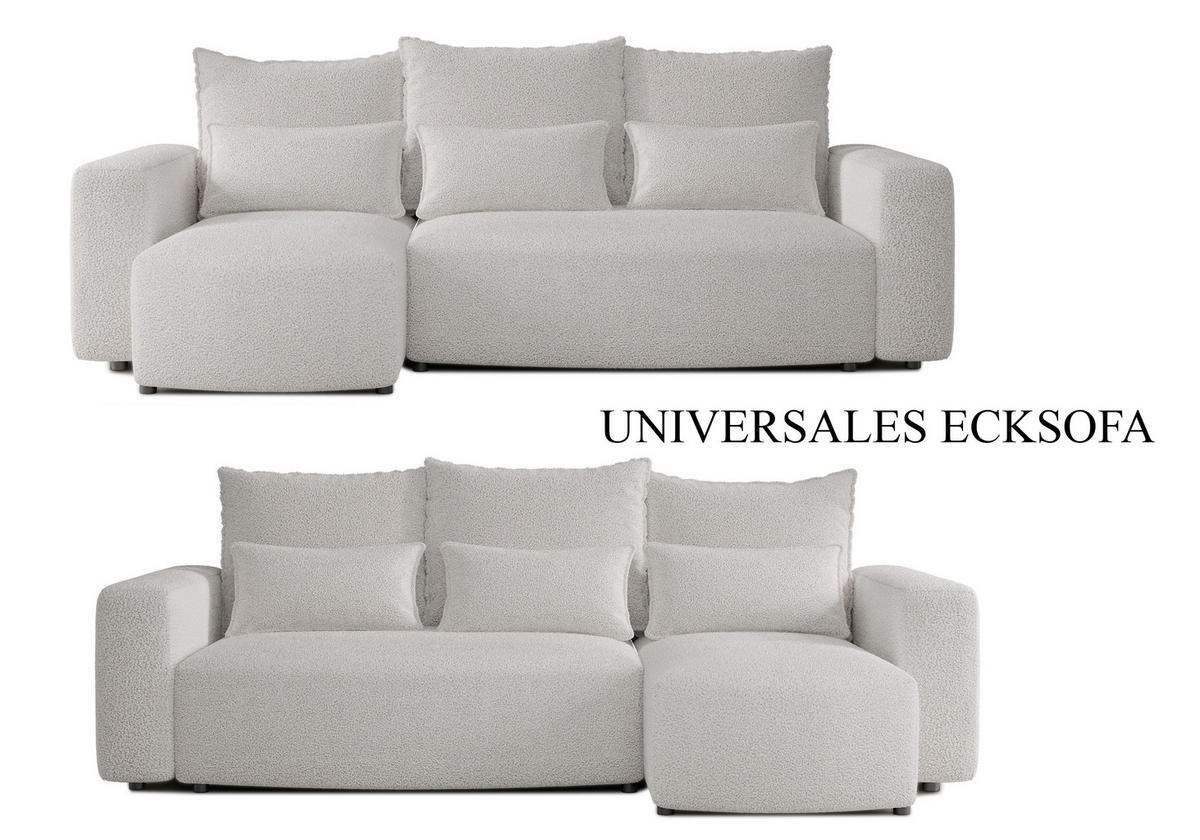 ECKSOFA Travis mit Bettkasten und Schlaffunktion, L-Form, Boucle, Universal - Beige, Holzwerkstoff (248/148cm) - 4ALL HOME