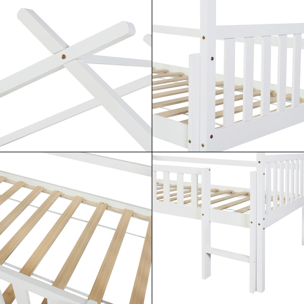 KINDERBETT Sotkamo mit Matratze - Weiß, Holz (90/200cm) - [en.casa]