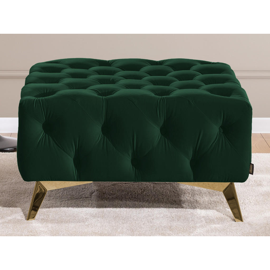 Thumbnail - S-Style Möbel Hocker, Dunkelgrün, Textil, Echtholz,Birke, Buche, 1-Sitzer, Füllung: Polyetherschaumkern, 80x45x80 cm, Bl...