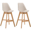 BARHOCKER 2er Set Stoff creme - Eukalyptusholzfarben/Creme, Holz/Textil (48/112/56cm) - CLP