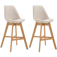 BARHOCKER 2er Set Stoff creme - Eukalyptusholzfarben/Creme, Holz/Textil (48/112/56cm) - CLP