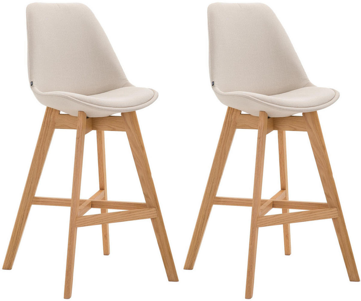 BARHOCKER 2er Set Stoff creme - Eukalyptusholzfarben/Creme, Holz/Textil (48/112/56cm) - CLP