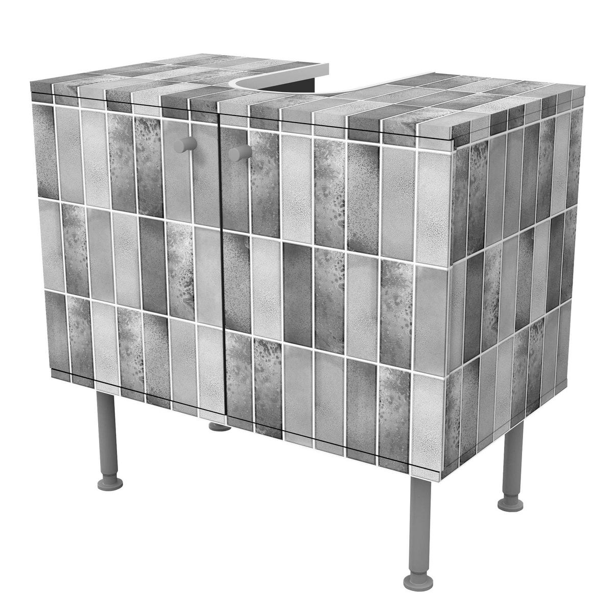 WASCHBECKENUNTERSCHRANK Metro Fliesen Keramikoptik Grau 60/55/35 cm - Grau, Holzwerkstoff (60/55/35cm) - Bilderwelten
