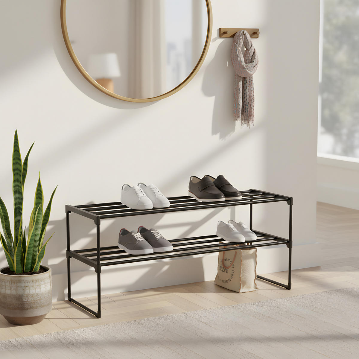 BOTNÍK - černá, kov/plast (42.5/72/30cm) - Relaxdays