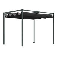 ZAHRADNÍ pergola 298/213/221 cm s posuvnou střechou a UV ochranou, Černá - černá, kov (298/221/213cm) - Redom