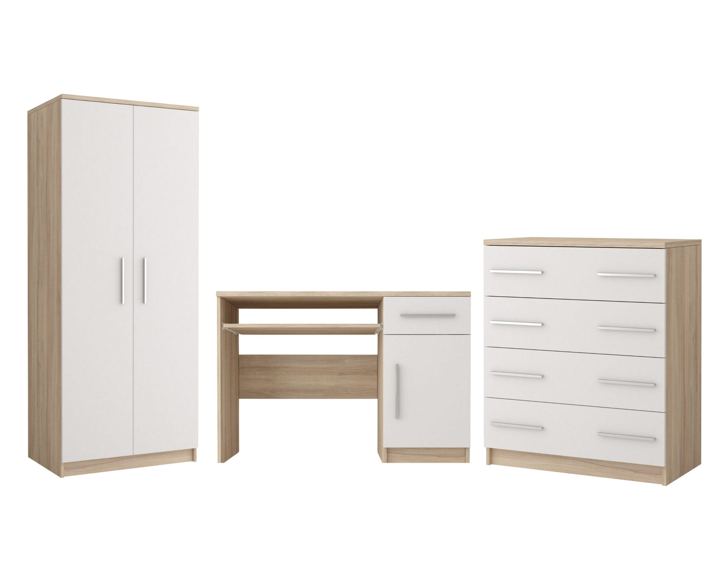 Deine Möbel 24 Jugendzimmer-Set Weiß, Sonoma Eiche 270x192x50 cm