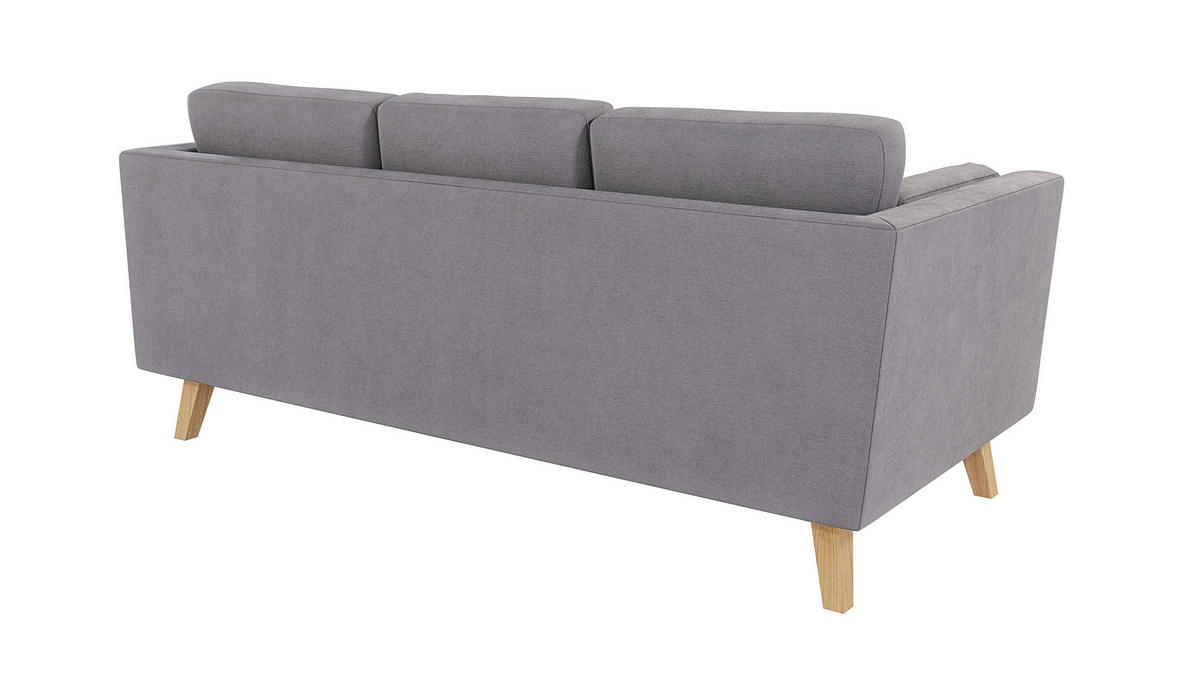 3-SITZER-SOFA Mario Grau Microfaser - Hellbraun/Grau, Holz/Buchenholz (206/90/89cm) - S-Style Möbel