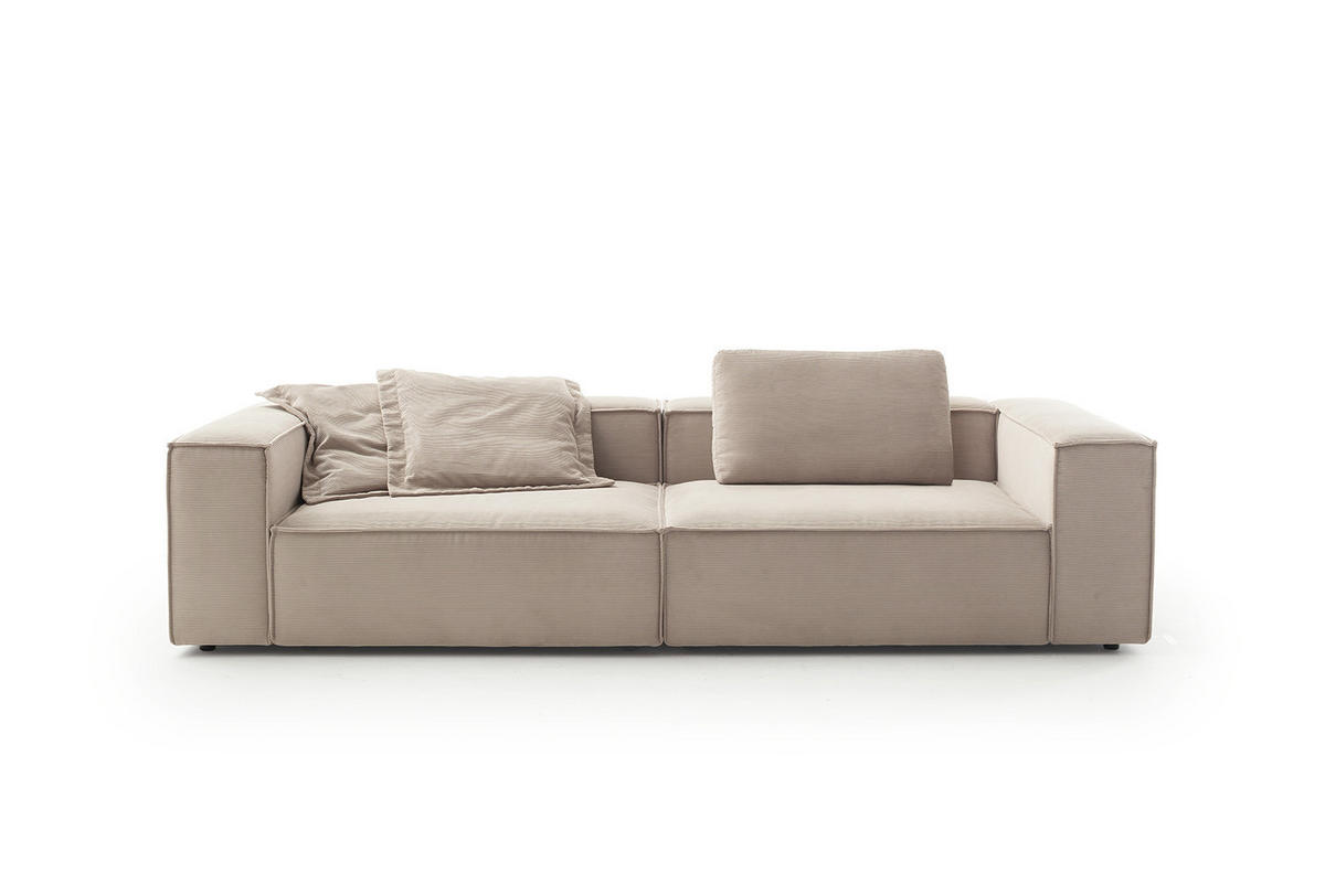 SOFA CARMO Beige Cord - Beige/Schwarz, Kunststoff/Textil (306/68/118cm) - KAWOLA