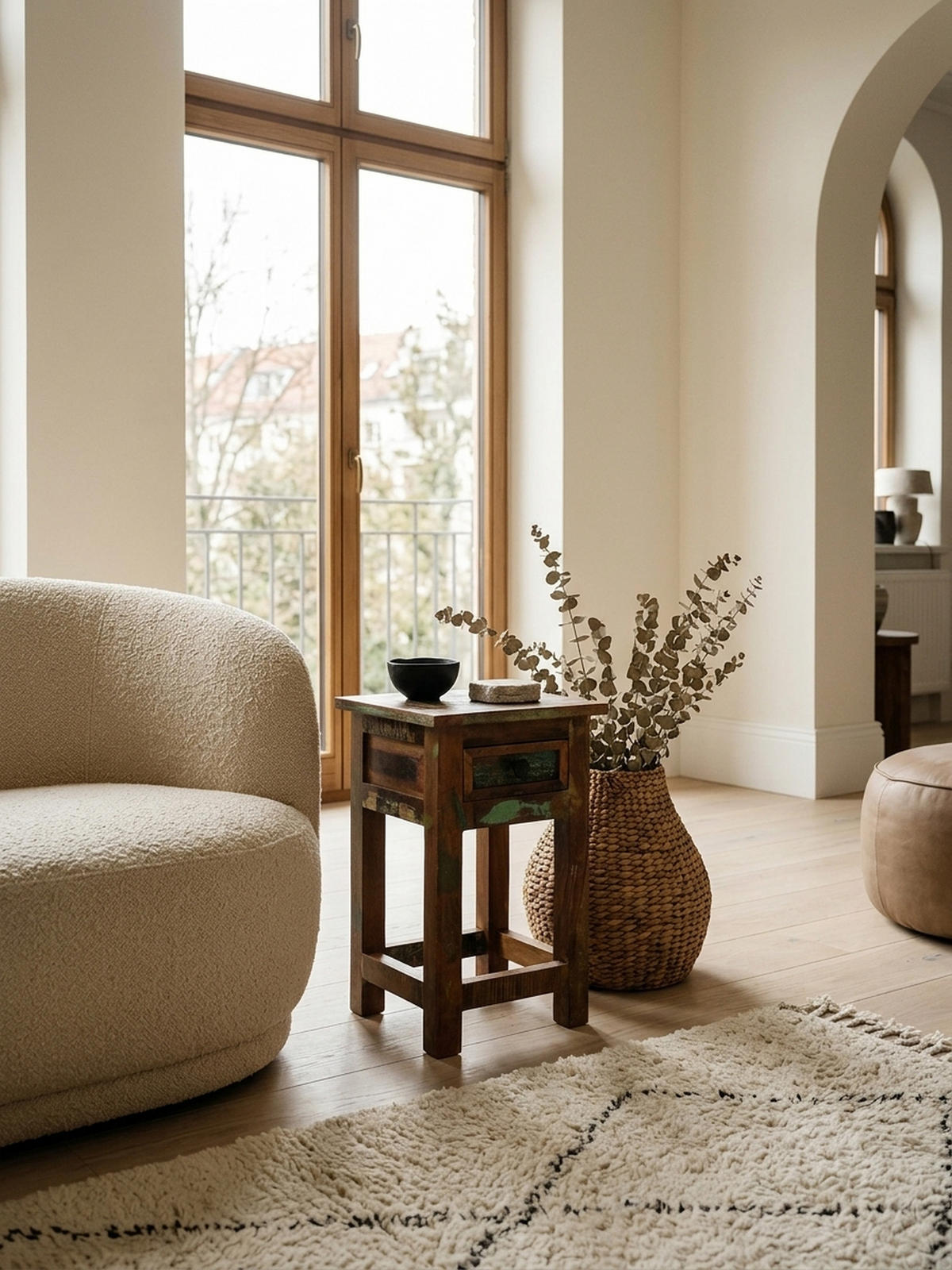 BEISTELLTISCH – Mango Massivholz Braun mit Schublade Shabby Chic - Braun, Holz (30/30/50cm) - KADIMA DESIGN