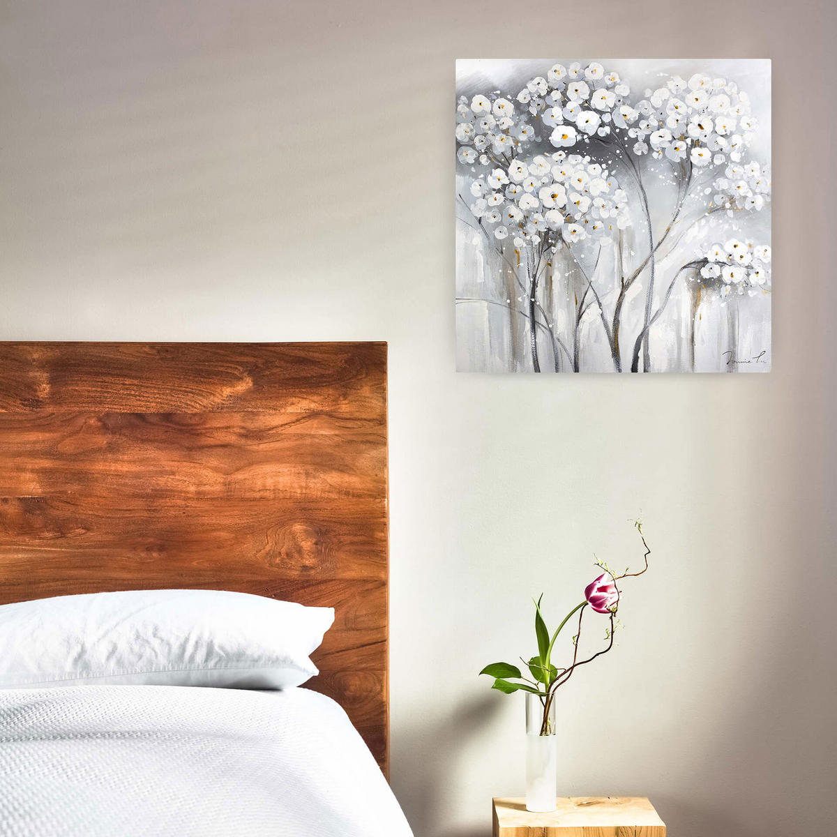 ÖLGEMÄLDE 80/80 cm - Schwarz/Grau, Holz/Textil (1.6/80cm) - KUNSTLOFT
