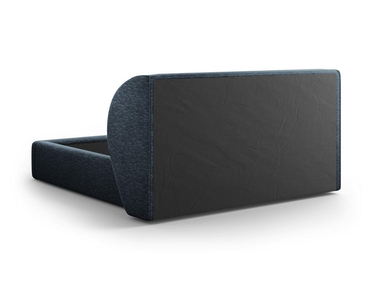 BETT mit Bettkasten und Kopfteil Miley aus Chenille-Stoff königsblau 140x200cm - Blau, Textil (140/200cm) - Micadoni