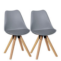 ESSZIMMERSTUHL 2er Set Kunstleder mit Holzgestell Retro Skandinavisch gepolstert, Grau 49x52x87 cm - Eichefarben/Grau, Holz/Textil (49/87/52cm) - KADIMA DESIGN