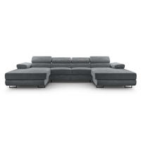 WOHNLANDSCHAFT Arborio Dunkelgrau 352/202/90 cm mit Schlaffunktion - Dunkelgrau/Schwarz, Textil/Metall (352/90/202cm) - AX Living