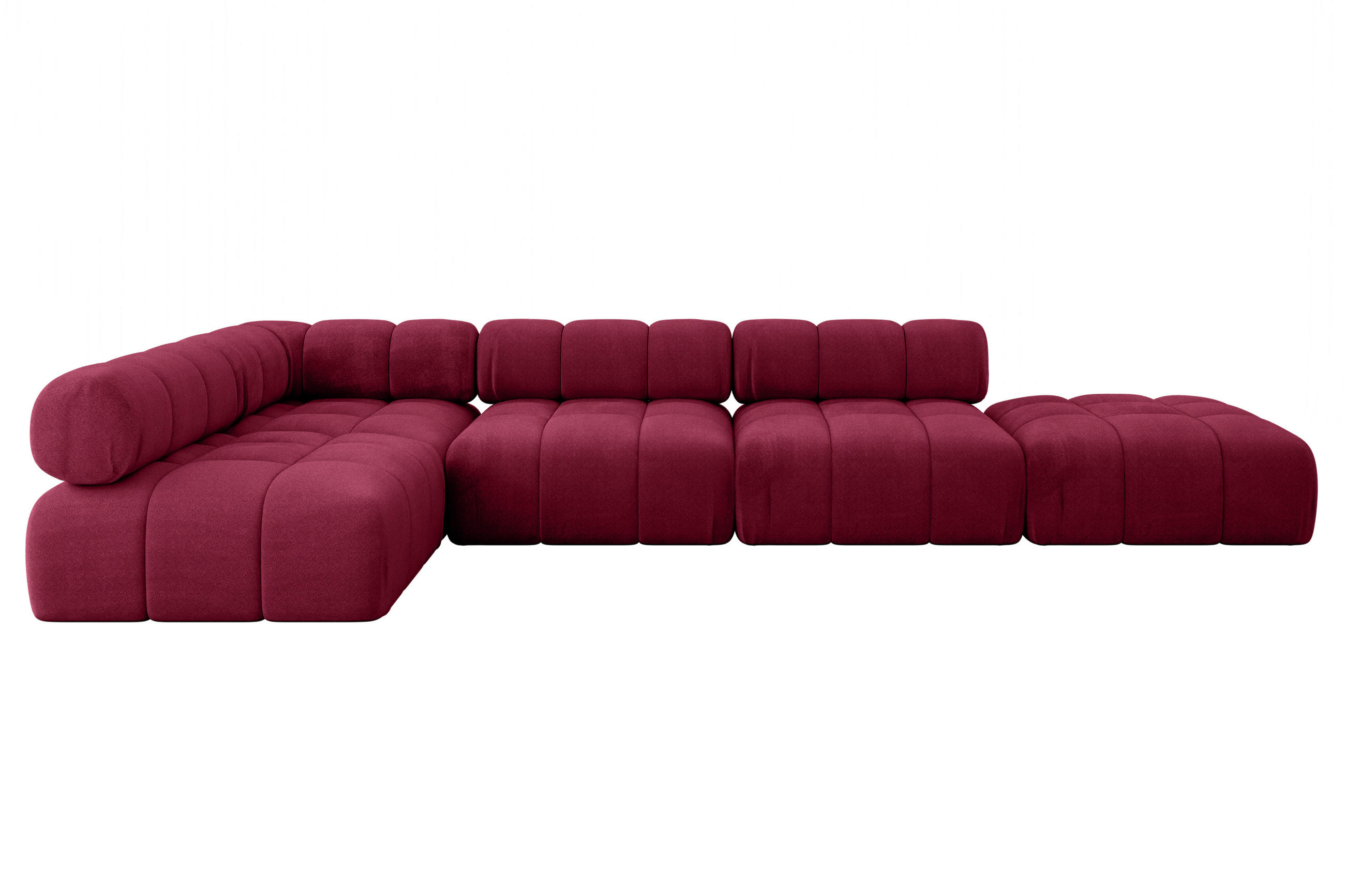 ECKSOFA modulares Sofa Favio-L2 - 380x190x70 cm Bordeauxrot Velours - Bordeaux, Holzwerkstoff/Textil (380/190cm) - ALTDECOR