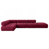 ECKSOFA modulares Sofa Favio-L2 - 380x190x70 cm Bordeauxrot Velours - Bordeaux, Holzwerkstoff/Textil (380/190cm) - ALTDECOR