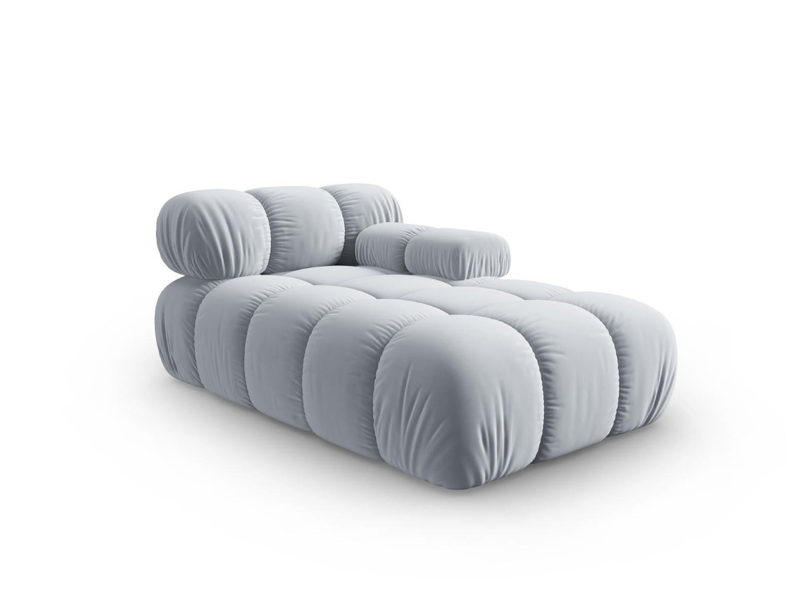 CHAISELONGUE rechts Bellis aus Samt hellblau - Hellblau, Textil (97/62/157cm) - Micadoni