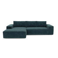 ECKSOFA LINKS Samt Ozeanblau 302cm - Dunkelblau, Textil (165/302cm) - Sia Home
