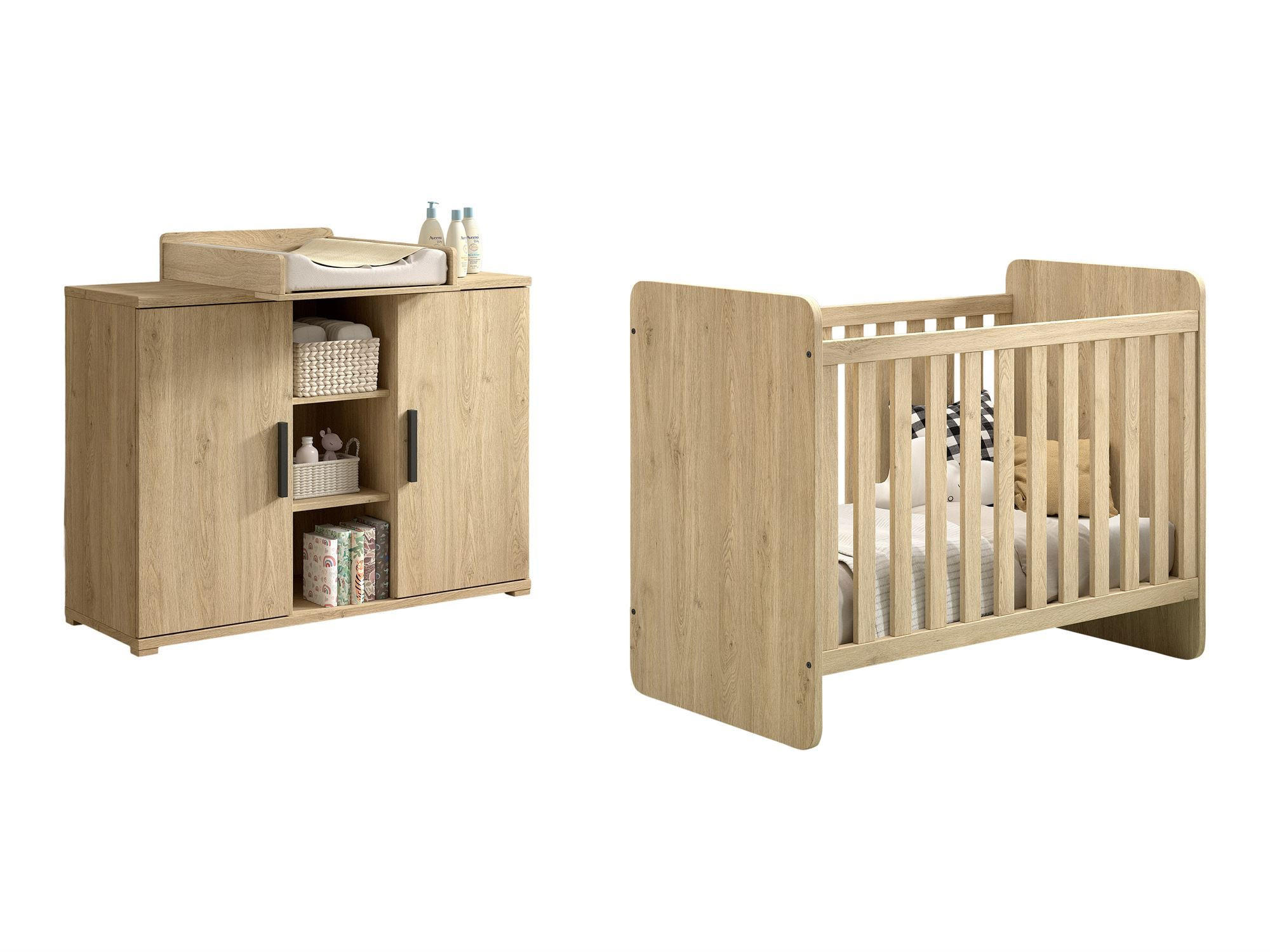 BABYZIMMER Set Keelia Eiche Melamin 3tlg Möbel - Eichefarben, Kunststoff (100/1/200cm) - 58aufmkessel