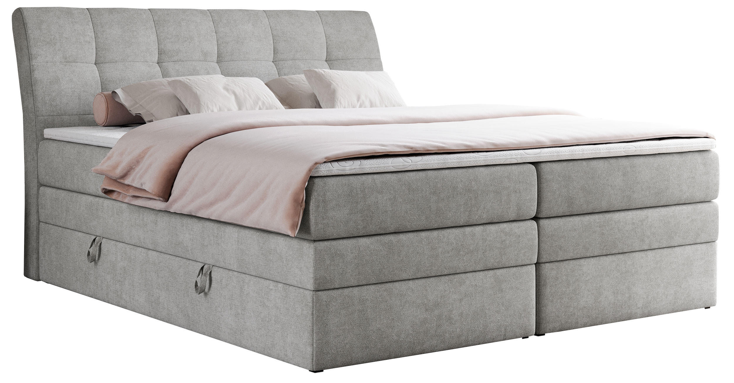 BOXSPRINGBETT GOLD-10 KING 140/200 Hellgrau Struktur - H3 - Hellgrau, Holz/Textil (140/200cm) - MKS