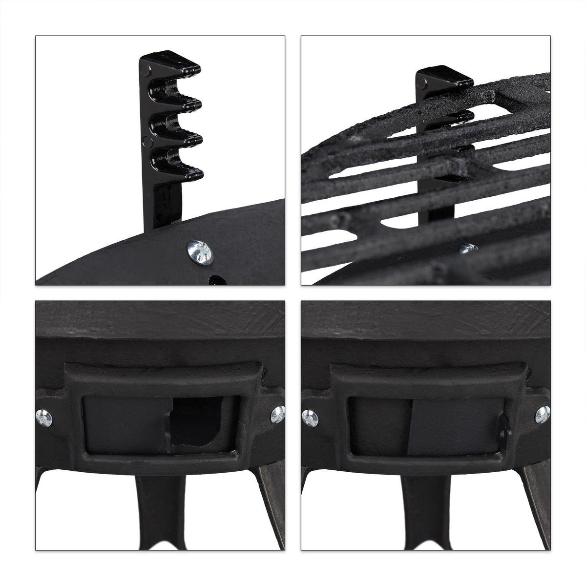 GRILLFASS - Schwarz, Holz/Metall (45/40/36cm) - Relaxdays