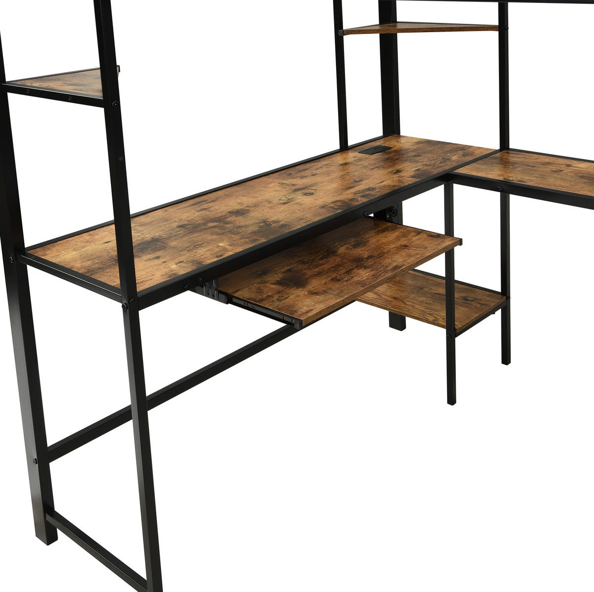 HOCHBETT 120/200 cm Schwarz mit Ladeanschluss und Lattenrost - Schwarz, Metall (120/200cm) - MIVRAY