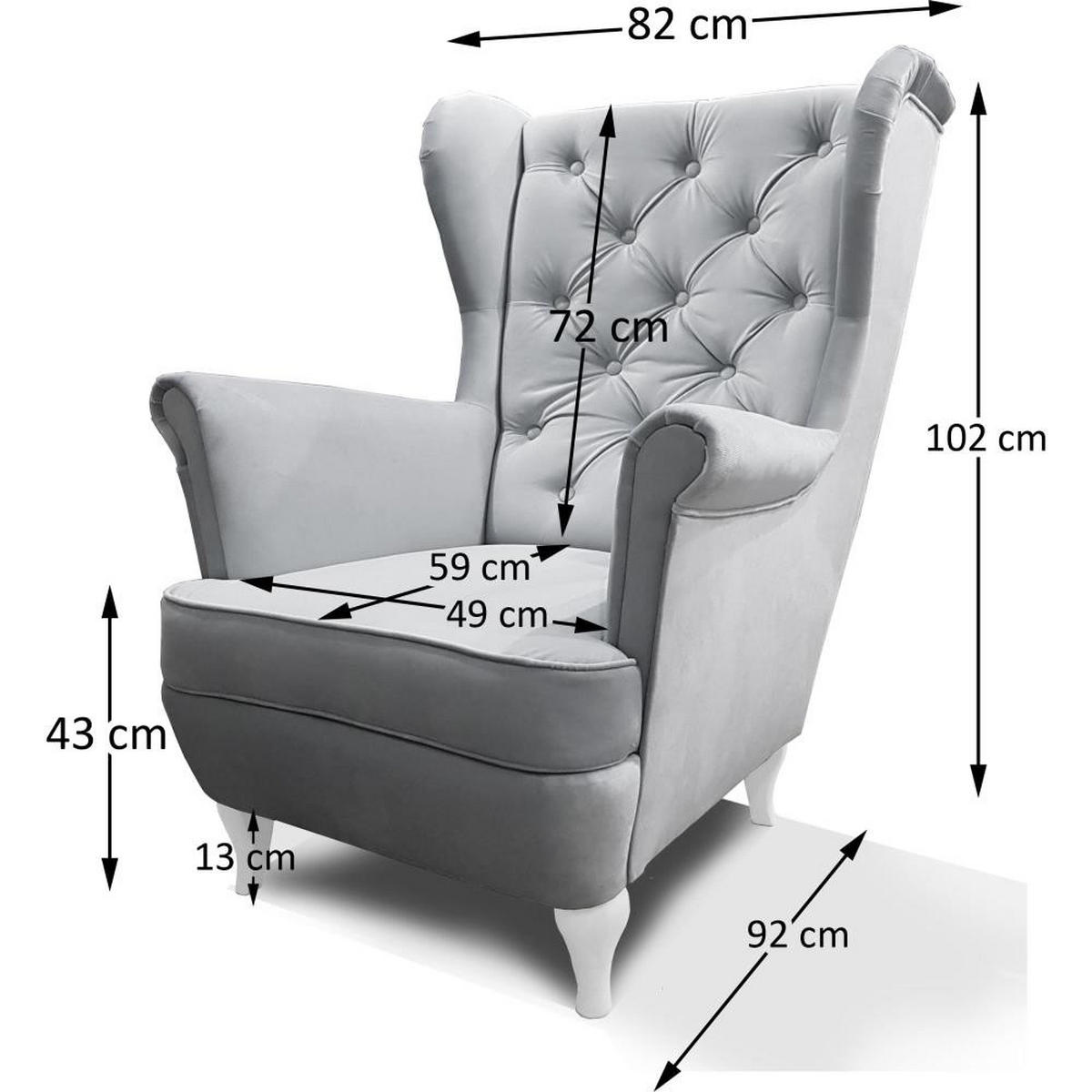 CHESTERFIELD-SESSEL Falco hellgrau mit Holzbeinen - Wengefarben/Hellgrau, Holz/Textil (82/102/92cm) - Beautysofa