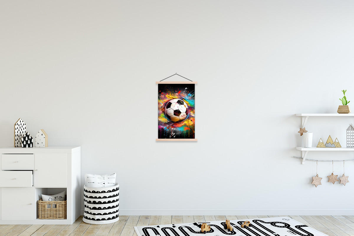 POSTER Fußball - Farbe - Farben - Schwarz - Weiß 40x60 cm - Weiß, Textil (40/60/0.15cm) - MuchoWow