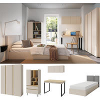 JUGENDZIMMER Laris Set B mit Bett 90 x 200 - Sandbeige / Eiche - Eichefarben/Beige, Holzwerkstoff/Metall (145/195/50cm)