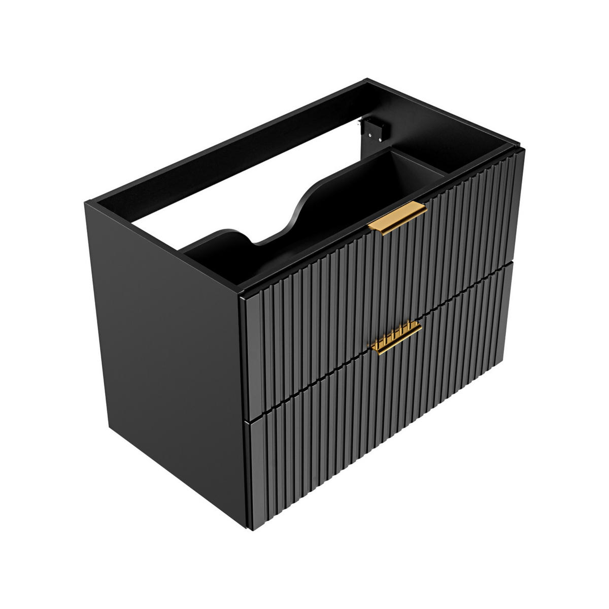 WASHTISCHKOMBI ADEN SET1 Profilierte Fronten Schwarz - Goldfarben/Schwarz, Glas/Holzwerkstoff (80/75/46cm) - Komodee