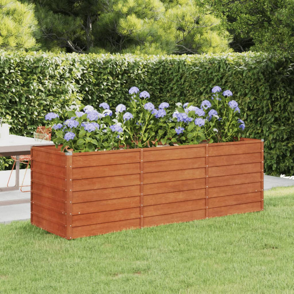 HOCHBEET aus Cortenstahl ISAK | unten offen | 240x80x77cm - Braun, Metall (240/77/80cm) - DELUKE