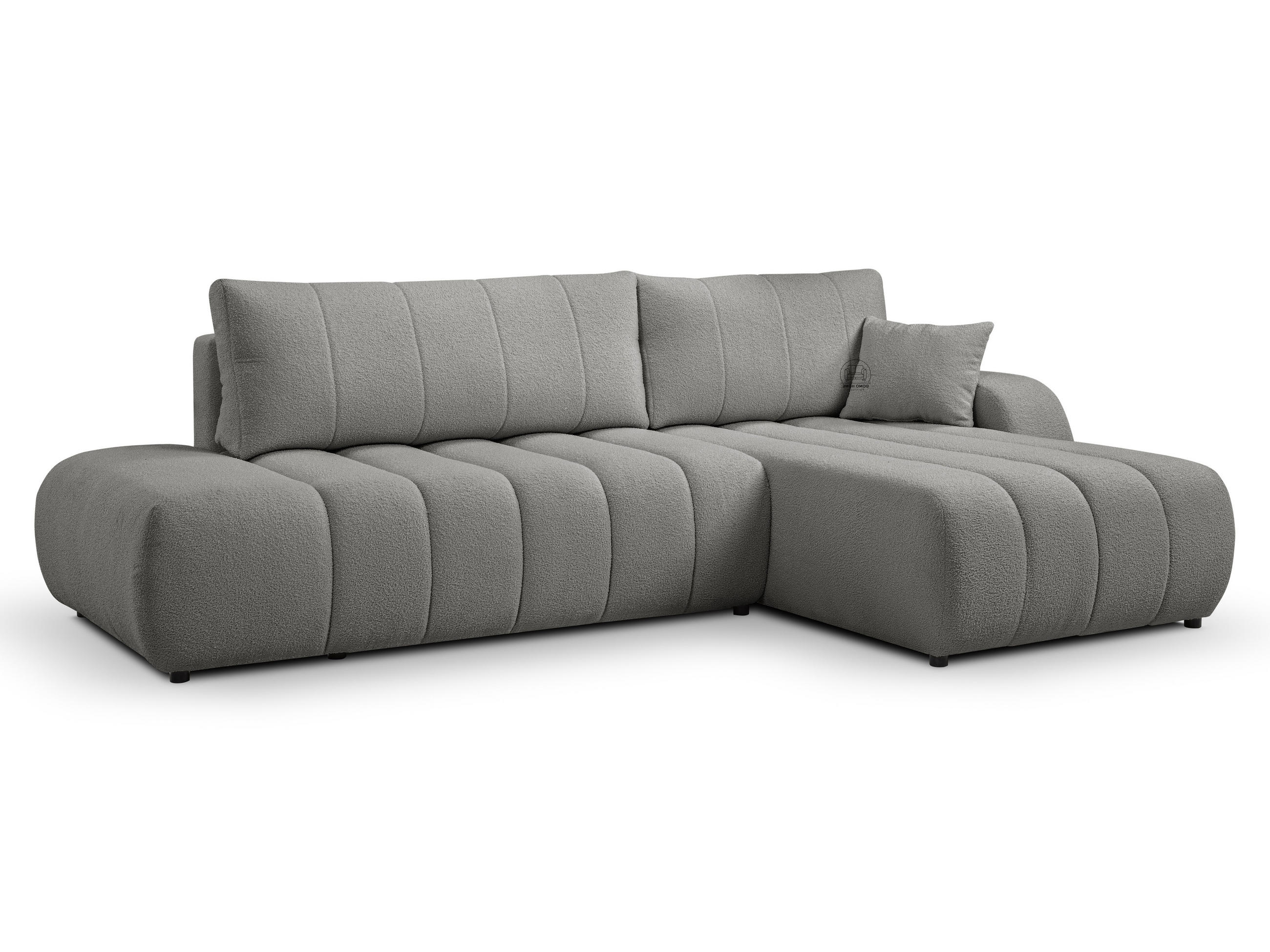 ECKSOFA BALOO L-förm, Schlaffunktion, hohe Funktionalität, komfortable Sitzfläche, lose Rückenkissen, freistehend, RECHTS 276x176x88 cm Grey - Grau, Holz/Textil (276/176cm) - DomoHome