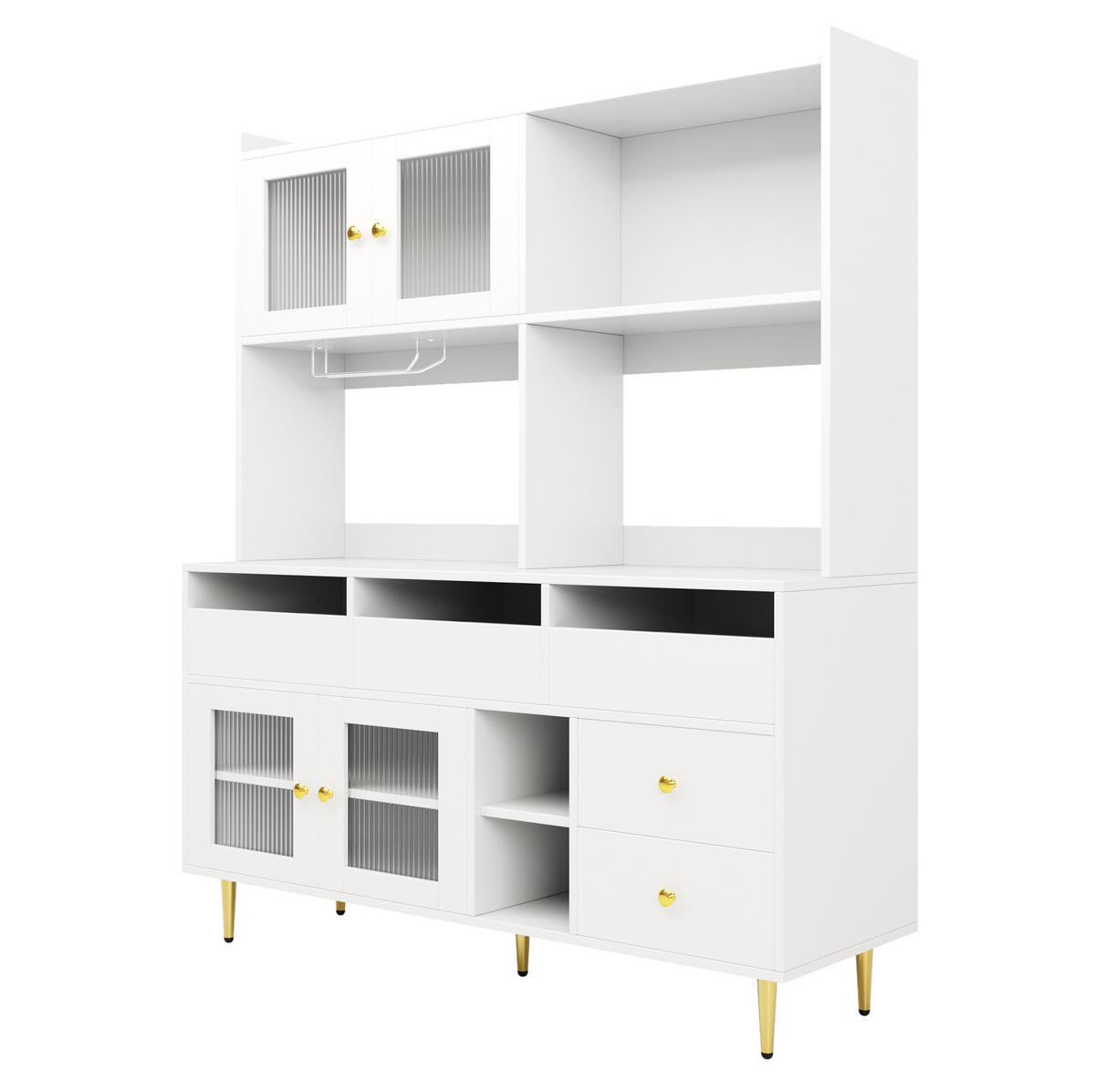 SIDEBOARD mit Changhong-Glastüren 145 x 39 x 171 cm MDF Weiß - Weiß, Holzwerkstoff (39/171/145cm) - Meubliv